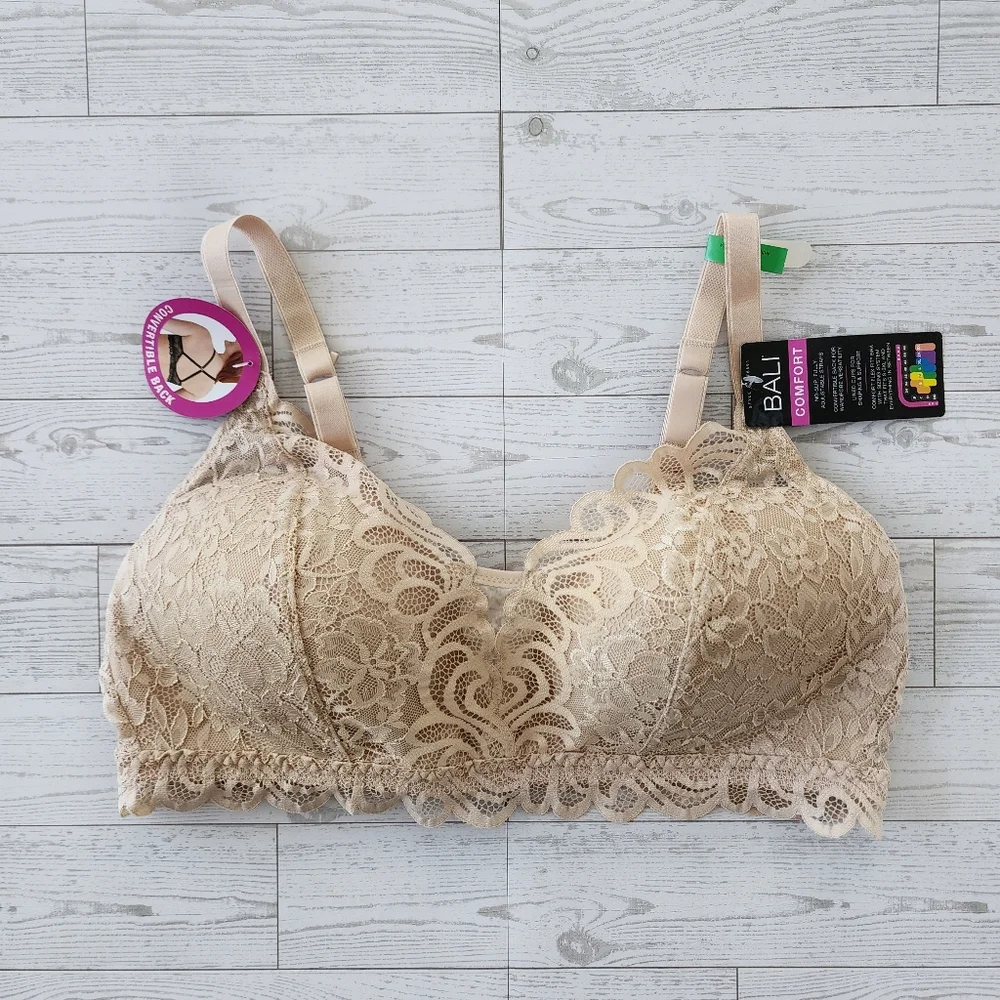 Bali Lace Desire Wireless Bra Large NWT #DF6591
